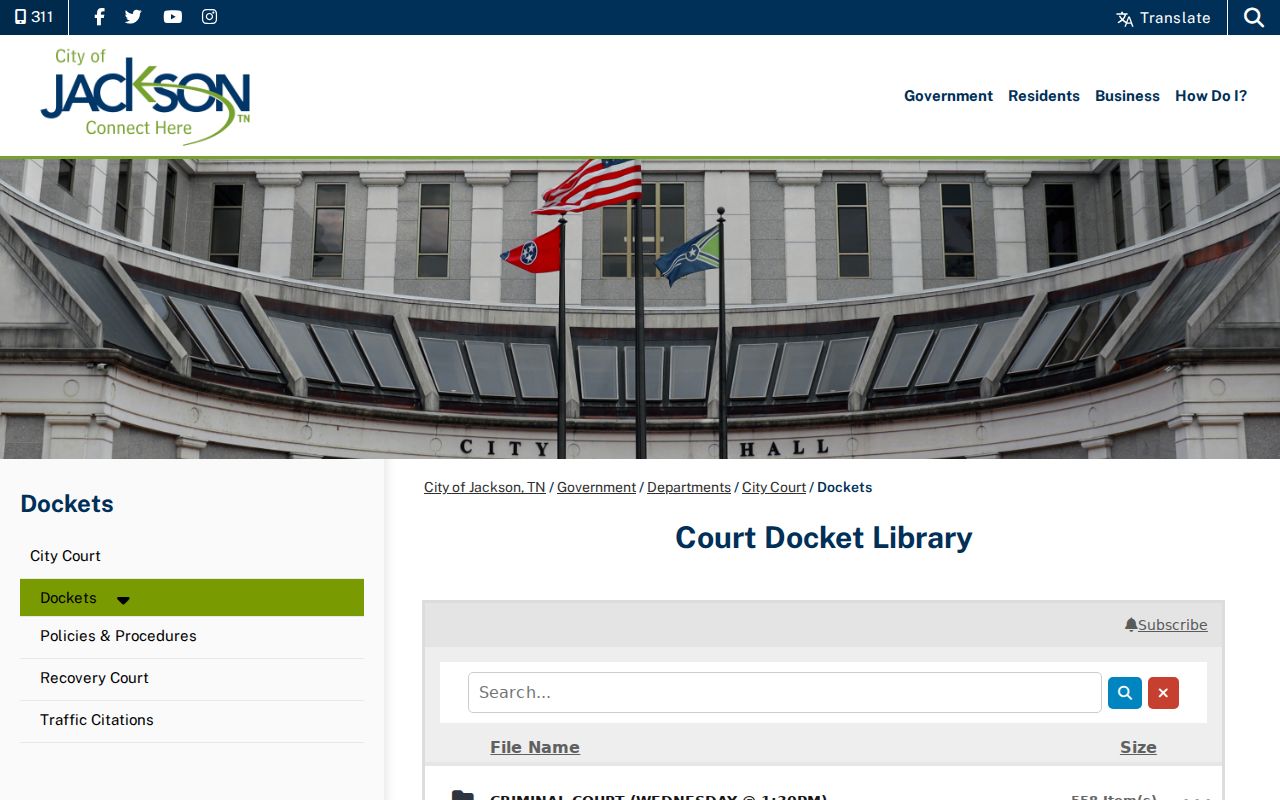 Jackson court docket PDF library