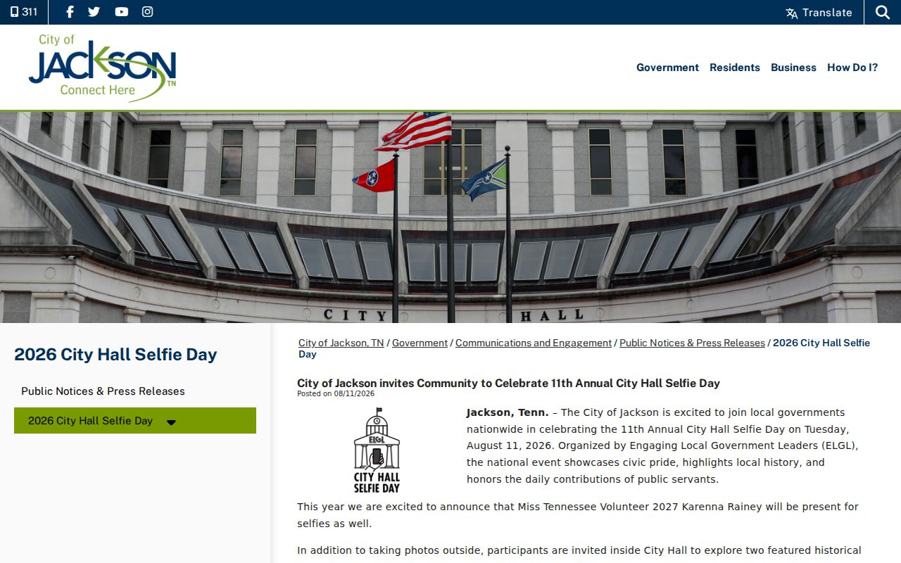 Jackson City Hall civic context near local court docket offices