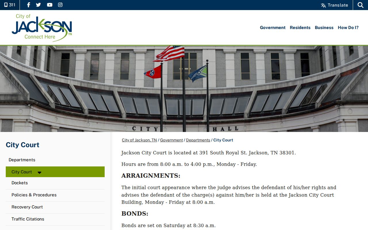 Jackson City Court docket office and contact information