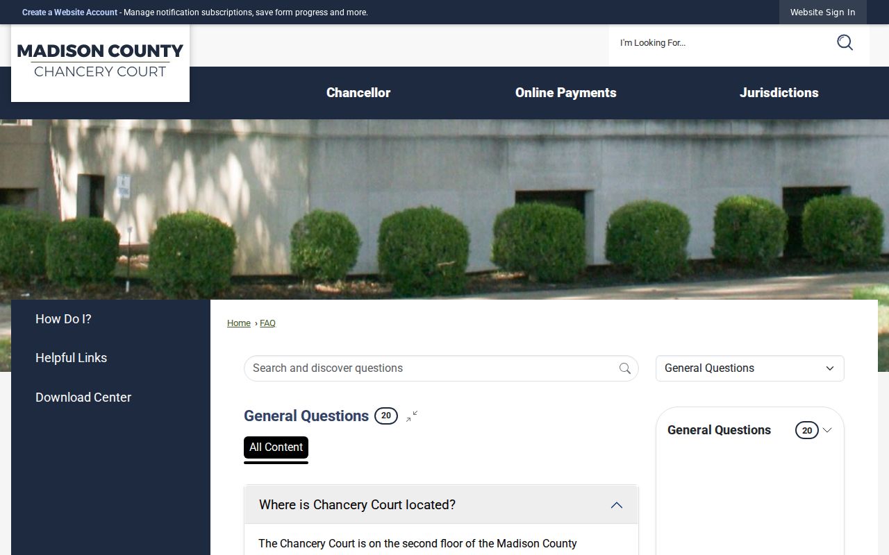 Madison County civil docket Chancery records FAQ