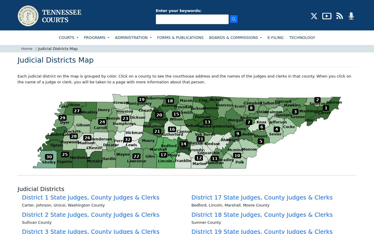 Madison County court docket judicial district map