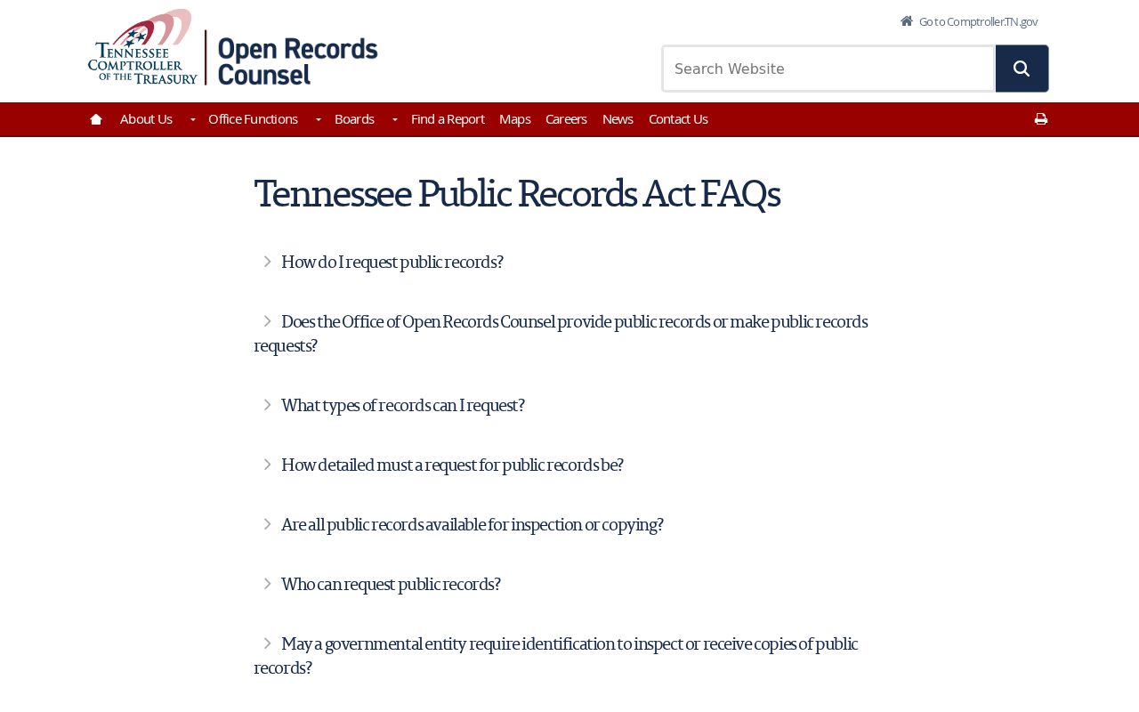 Tennessee Comptroller public records guidance